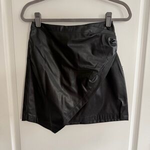 Nine West Black Faux Vegan Leather Asymmetrical Skirt
